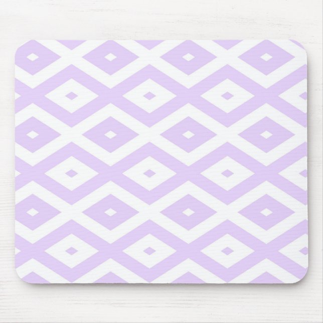 Lilac purple and white diamond pattern mouse mat (Front)