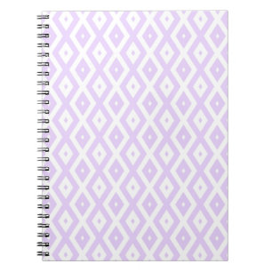 Lilac purple and white diamond pattern notebook