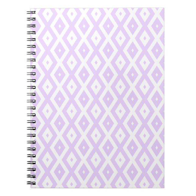 Lilac purple and white diamond pattern notebook (Front)