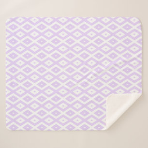 Lilac purple and white diamond pattern sherpa blanket
