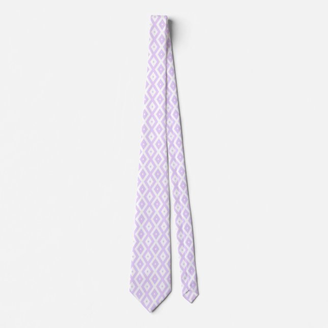 Lilac purple and white diamond pattern tie (Front)
