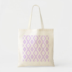 Lilac purple and white diamond pattern tote bag