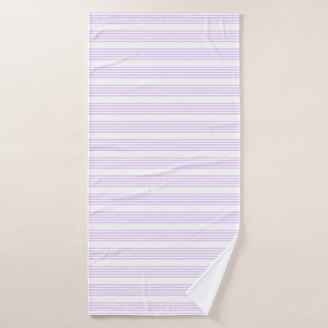 Lilac purple and white five stripes pattern bath towel (Bath Towel)