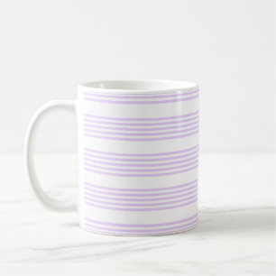 Lilac purple and white five stripes pattern coffee mug