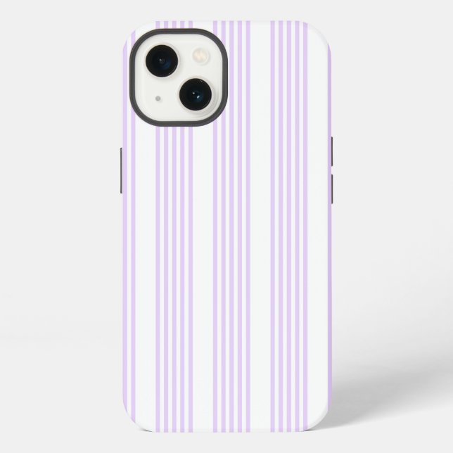 Lilac purple and white five stripes pattern iPhone case (Back)