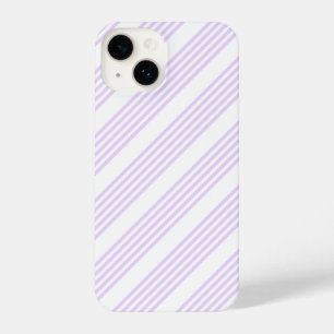 Lilac purple and white five stripes pattern iPhone 14 case