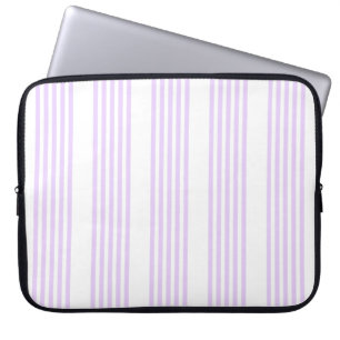 Lilac purple and white five stripes pattern laptop sleeve