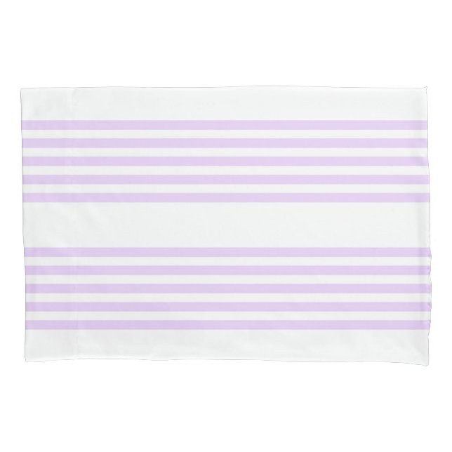 Lilac purple and white five stripes pattern pillowcase (Front)