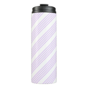 Lilac purple and white five stripes pattern thermal tumbler