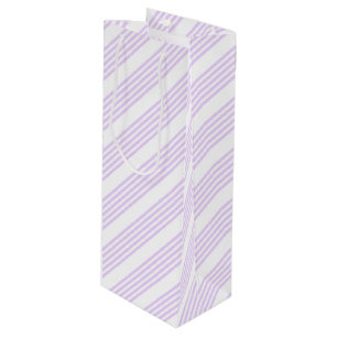 Lilac purple and white five stripes pattern wine gift bag