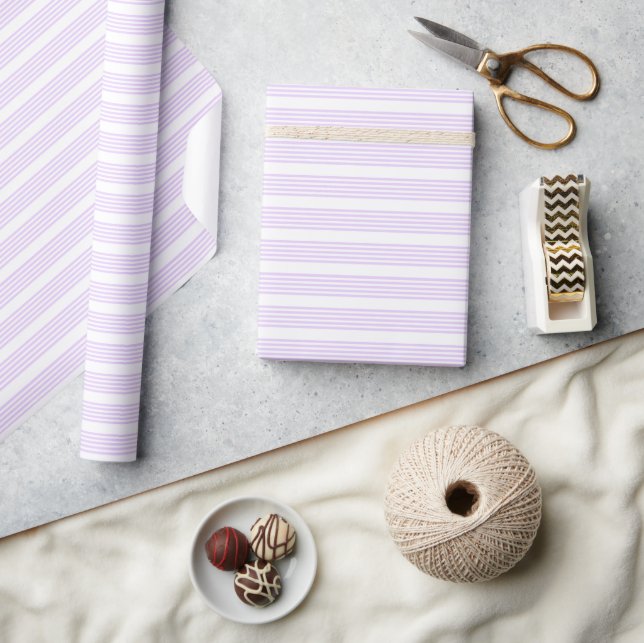Lilac purple and white five stripes pattern wrapping paper (Crafts)