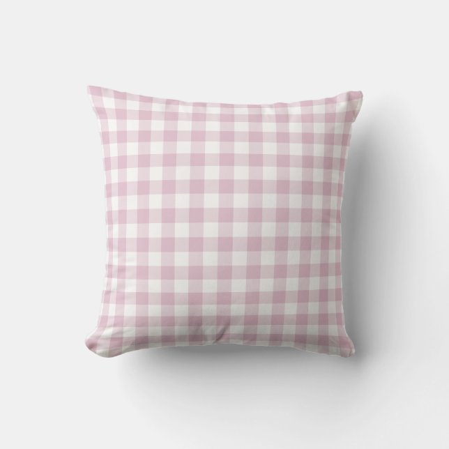Lilac Purple and White Gingham Pattern Cushion (Front)