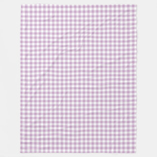 Lilac Purple and White Pastel Gingham Checks Fleece Blanket