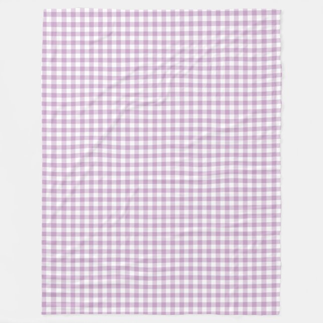 Lilac Purple and White Pastel Gingham Checks Fleece Blanket (Front)