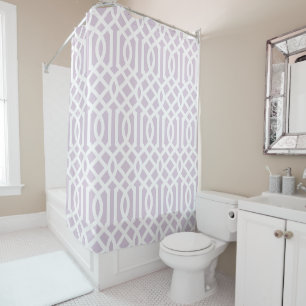 Lilac Purple and White Trellis   Editable Colours Shower Curtain