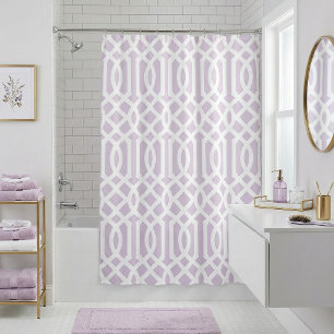 Lilac Purple and White Trellis   Editable Colours Shower Curtain
