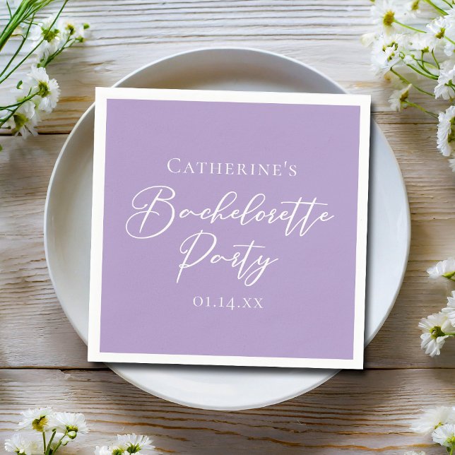 Lilac Purple Bachelorette Party Personalised Napkin (Creator Uploaded)