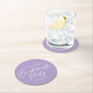 Lilac Purple Bachelorette Party Personalised Round Paper Coaster