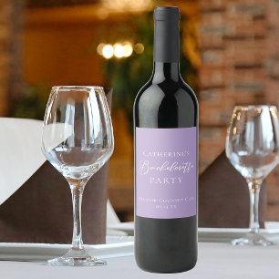 Lilac Purple Bachelorette Party Personalized Wine Label