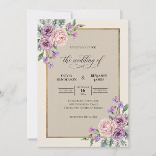 Lilac Purple Bloom Wedding Invitation