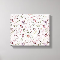 Lilac Purple Buds Leaves Watercolor Floral Pattern