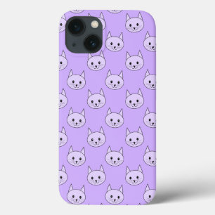 Lilac Purple cat pattern. iPhone 13 Case