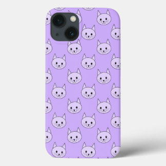 Lilac Purple cat pattern. iPhone 13 Case