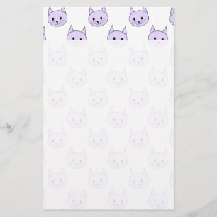 Lilac Purple cat pattern. Stationery