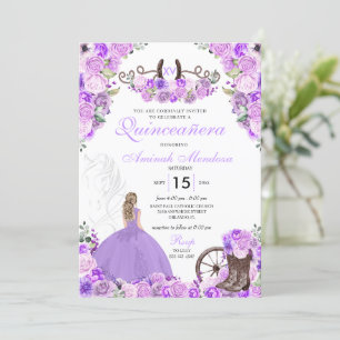Lilac Purple Charra Floral Boots Quinceañera Invitation