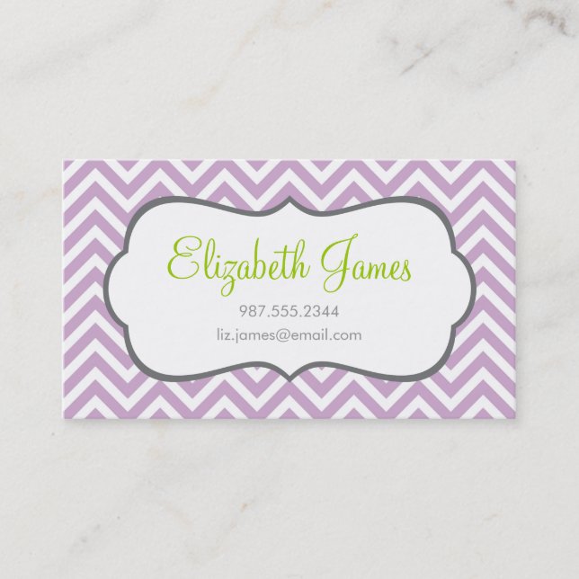 Lilac Purple Chevron Business Card (Front)