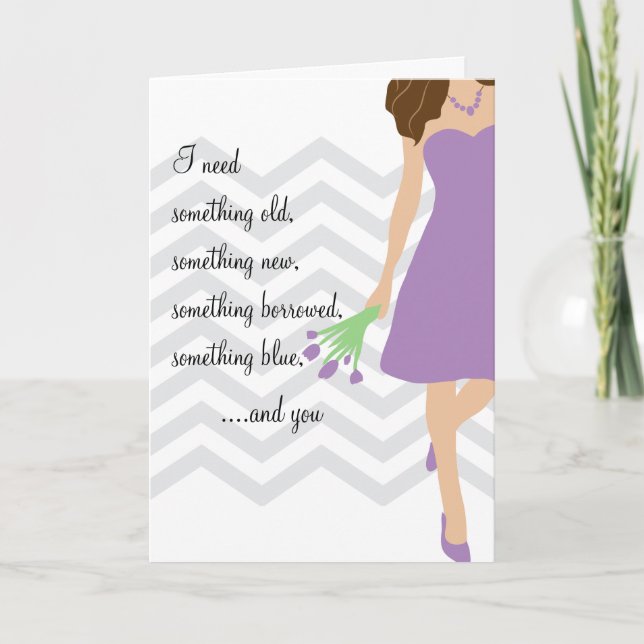 Lilac Purple Chevron Will You Be My Bridesmaid Invitation (Front)