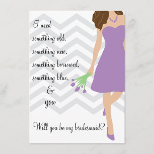 Lilac Purple Chevron Will You Be My Bridesmaid Invitation
