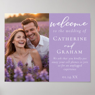 Lilac Purple Couple Photo Wedding Welcome Poster