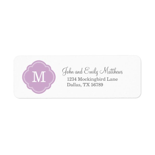 Lilac Purple Custom Personalised Monogram (Front)