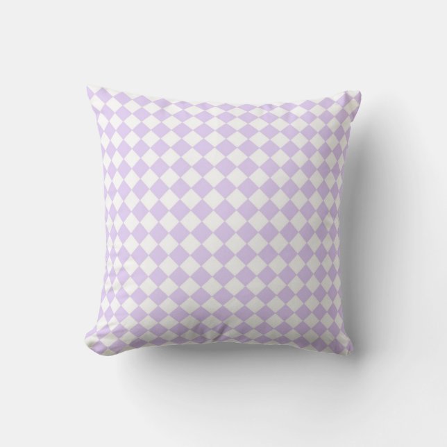 Lilac Purple Diamond Chequered pattern Cushion (Front)