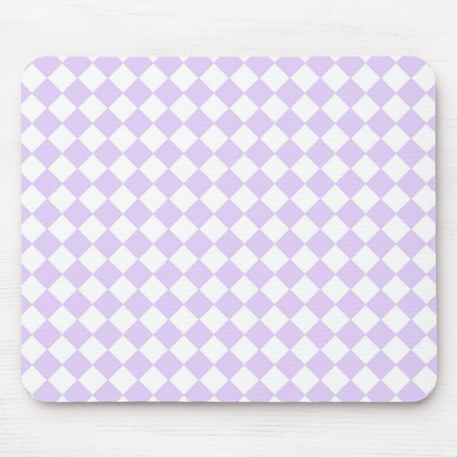 Lilac Purple Diamond Chequered pattern Mouse Mat (Front)