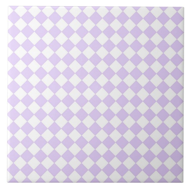 Lilac Purple Diamond Chequered pattern Tile (Front)
