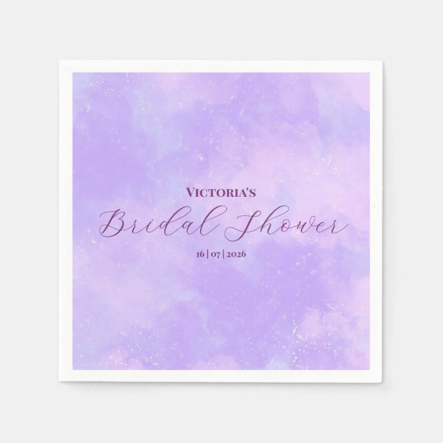 Lilac Purple Dreamy Clouds Bridal Shower Napkin (Front)