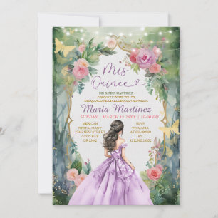 Lilac Purple Dress Forest Butterfly Mis Quince Invitation