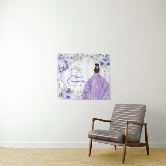 Lilac Purple Dresses Quinceañera Crow Welcome Sign Tapestry (In Situ (Horizontal))