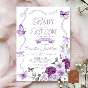 Lilac Purple Floral Baby in Bloom Baby Shower Invitation