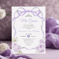 Lilac Purple Floral Bow Ribbon Silver Mis Quince