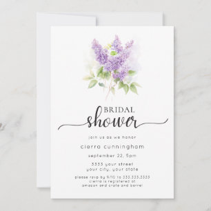 Lilac Purple Floral Bridal Shower Invitation