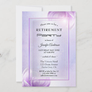 Lilac Purple Floral Retirement Party Invitation