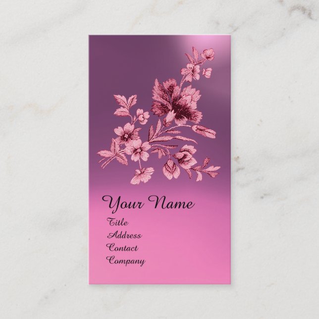 LILAC PURPLE FLOWER BOUQUET AND CARNATION MONOGRAM BUSINESS CARD (Front)