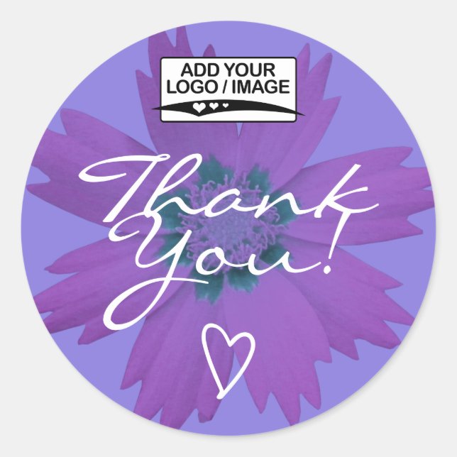 Lilac Purple Flower Thank You Label Logo Template (Front)