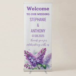 Lilac Purple Flowers Floral Elegant Wedding Retractable Banner