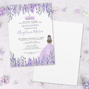 Lilac Purple Flowers Floral Quinceañera Invitation