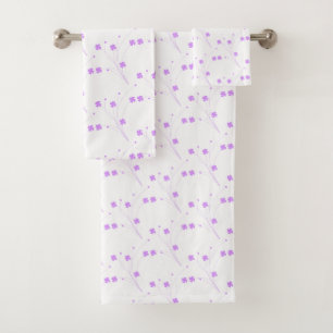 Lilac Purple Flowers, Small Pastel Floral Print Bath Towel Set