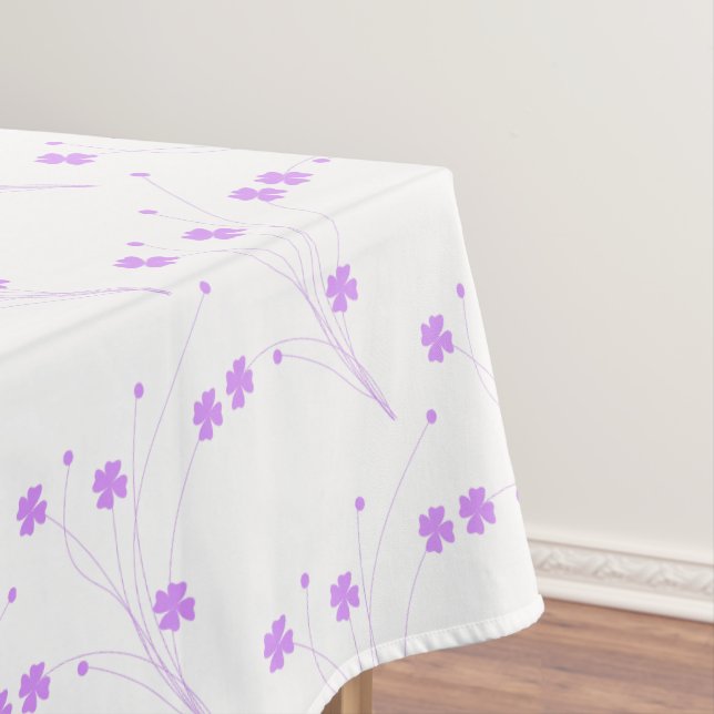 Lilac Purple Flowers, Small Pastel Floral Print Tablecloth (In Situ)